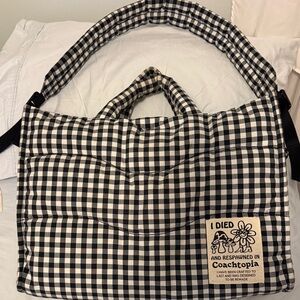 Coach Black and White Gingham Tote